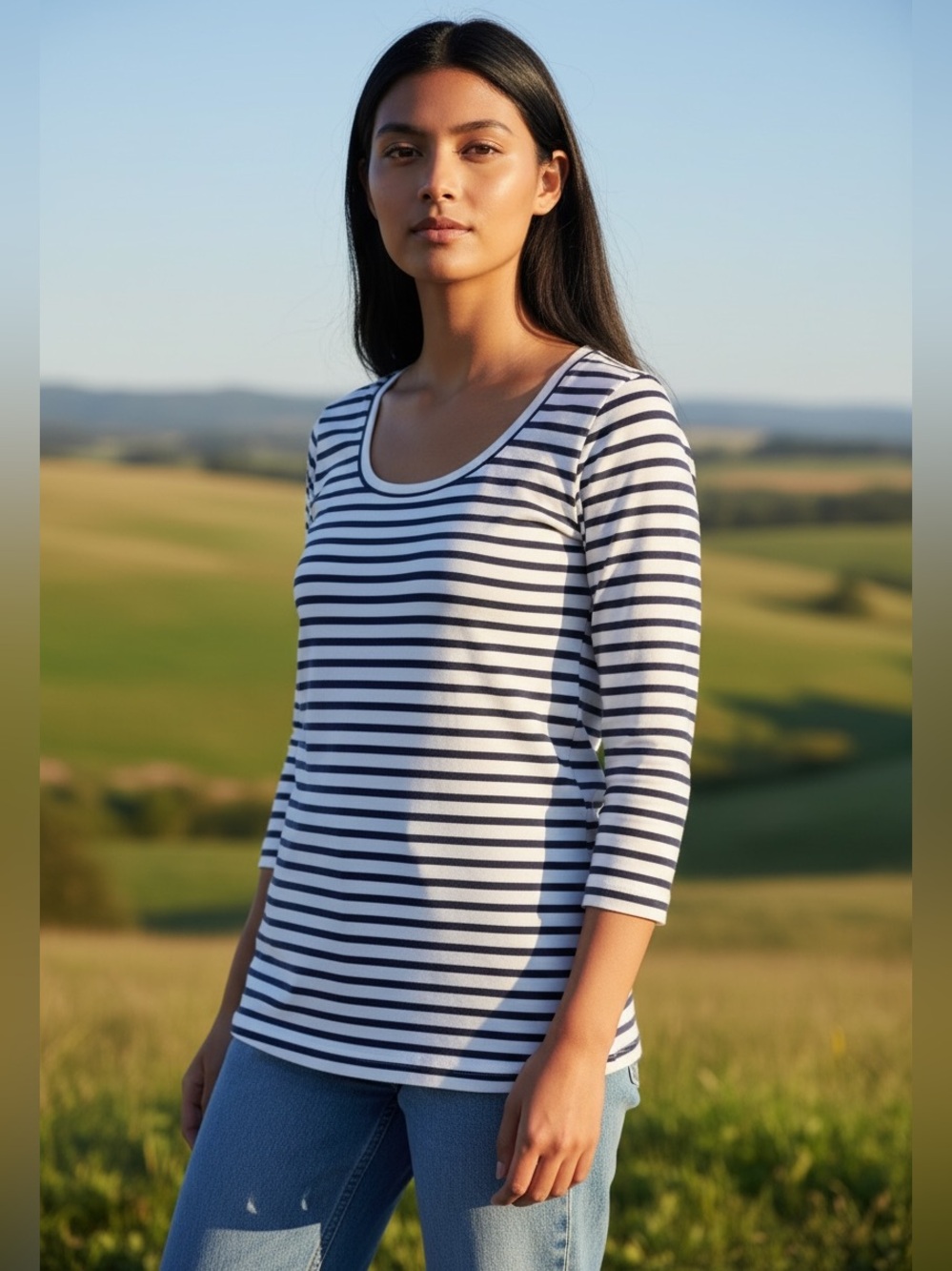 J. Crew Striped Tee with Exposed Back Zipper